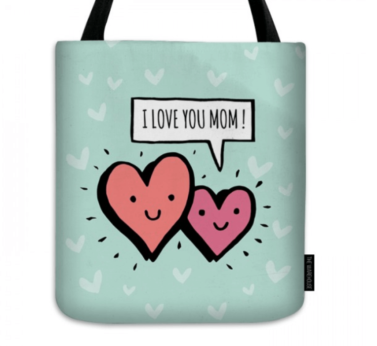 I Love You Mom Printed Tote Bag