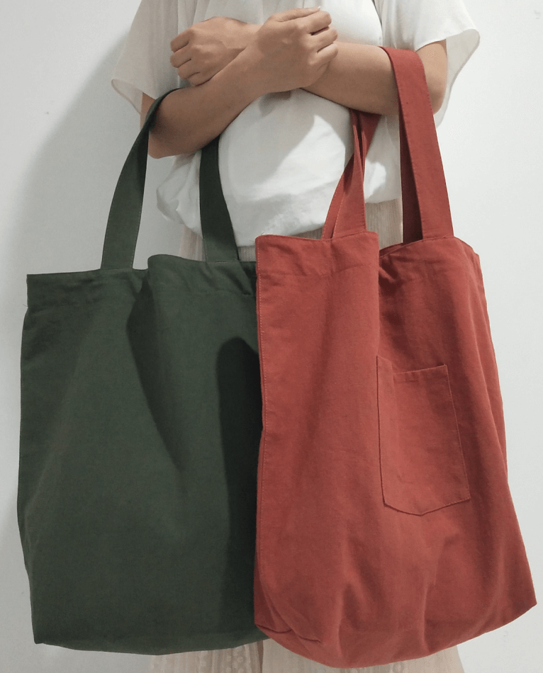 green cotton bag