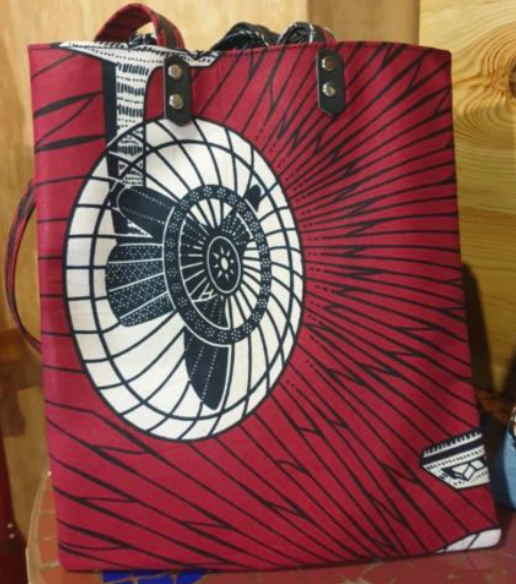 Red And Black African Print Tote Bag